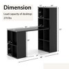 Costway Computer Desk with Bookshelf 12 Cubes Study Writing Table Laptop Workstation - 3 of 4