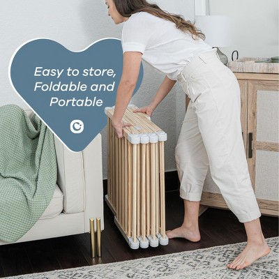 Foldable Gray Wooden Baby Playpen with Locking Gate