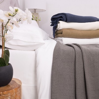 100% Cotton Blanket, Grand Luxury Breathable Basketweave Design by Sweet Home Collection®