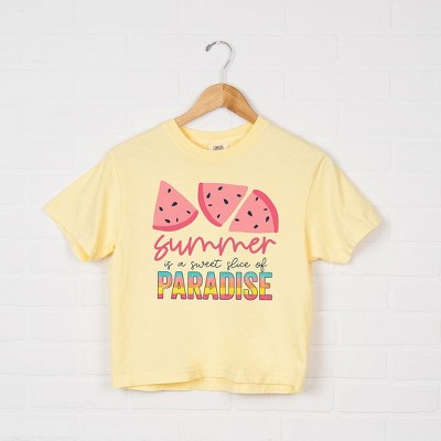 Simply Sage Market Women's Summer Is A Sweet Slice Of Paradise Short Sleeve Relaxed Fit Cropped Tee