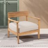 Outdoor Acacia Wood Lounge Chair with Curved Back and Beige Fabric Cushion,Modern Patio Club Chair for Garden,Wooden Lounge Chair-Coolbibila - 2 of 4