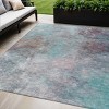 Teal Blue And Blush Abstract Washable Indoor Outdoor Area Rug - 2 of 4