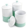 Gibson Stoneware Canister and Lid 3 Piece Set in Mint and White - 2 of 4