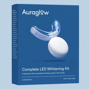 Auraglow Complete LED Teeth Whitening Kit, Whitens Teeth Fast, 20 Whitening Treatments - 1 of 4