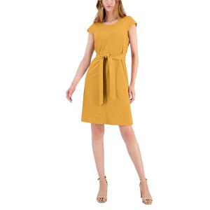 Kasper Womens Pintuck Sheath Dress, Yellow, X-Large - 1 of 1