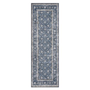 Washable Area Rug for Entryway Moss Soft Non-Slip Indoor Door Mat Distressed Floral Low-Pile Kitchen Rugs - 1 of 4