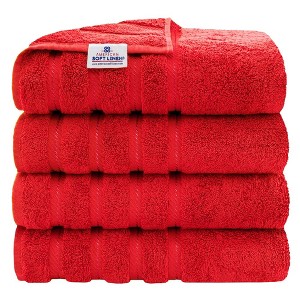 American Soft Linen 100% Cotton Luxury Turkish 4 Piece Bath Towel Set, 27x54 inches Soft Quick Dry Bath Towels for Bathroom - 1 of 4