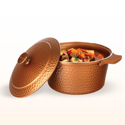 Gotham Steel 5QT Hammered Dutch Oven Ceramic Nonstick Lightweight Self Basting Lid