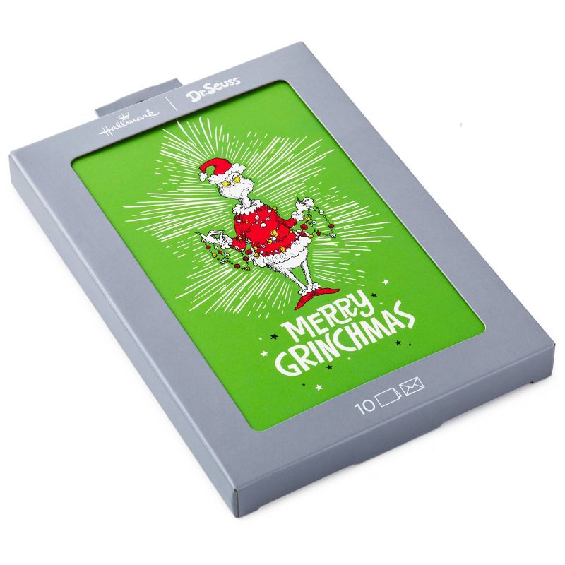 Hallmark 10ct Dr. Seuss The Grinch Boxed Holiday Greeting Card Pack, 2 of 6