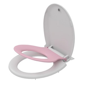 Round Toilet Seat with Toddler Seat Built in - Fits Both Adults and Children, Soft-Close & Non-Slip Design, Easy Installation & Cleaning, Pink - 1 of 4