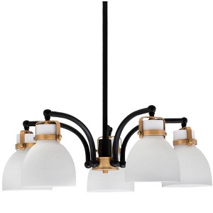 Toltec Lighting Easton 5 - Light Chandelier in  Matte Black/Brass with 6'' White Muslin Shade - 1 of 1