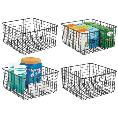 MDesign Metal Wire Food Organizer Basket with Built-In Handles