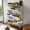 Famapy 35.4"W White Shoe Storage Cabinet with Foldable Compartments and Drawer - 3 of 4