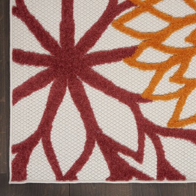 Tropical Elegance Red Floral Synthetic Runner Rug 2'x6'