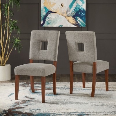 Set of 2 Troy Upholstered Fabric Keyhole Dining Chairs - Inspire Q