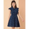 INSPIRE CHIC Women's Ruffle Sleeve Polka Dots Bow Tie Neck Summer A-Line Dresses - 2 of 4