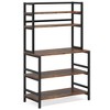 PDTEND 5-Tier Rustic Brown Kitchen Baker’s Rack with Hutch, Shelves, Hooks & Countertop - 2 of 4