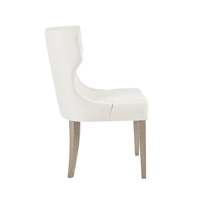 Cream Upholstered Wingback Dining Chair with Rubberwood Legs