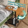 Simple Trending C Shaped End Table, Folding TV Tray Couch Side Table for Sofa on Wheels, Black - 4 of 4