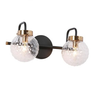 LNC Astrid Polished Gold and Matte Black Modern/Contemporary Vanity  Lights,Textured Globe Glass,1 Light/2 Light/3 Light/4 Light - 1 of 4