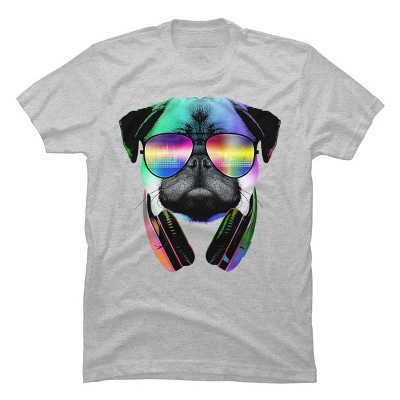 Men's Design By Humans Rainbow Disco Pug By clingcling T-Shirt