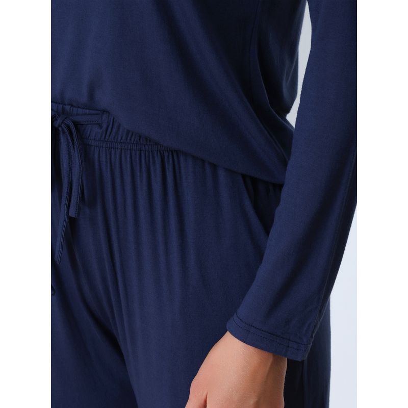 cheibear Womens Lounge Sets V Neck Lace Nightwear with Pants Loungewear Pajamas, 5 of 6