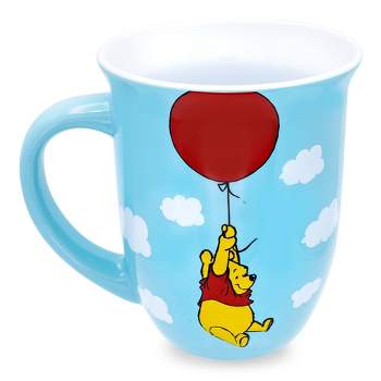 DISNEY WINNIE The POOH BEAR JUMBO SIZED CLEAR GLASS Coffee Cup Mug Vtg  Picnic