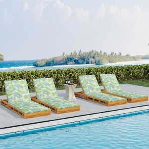 Christopher Knight Home Klayton Outdoor Acacia Wood Adjustable Chaise Lounge with Water-Resistant Cushion and Slatted Base (Set of 4) - 1 of 4