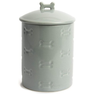 Park Life Designs Dog Treat Jar - Ceramic Pet Food Storage Container 1.4 Qt (Manor Gray)