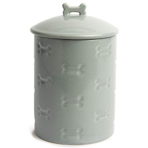 Park Life Designs Dog Treat Jar - Ceramic Pet Food Storage Container 1.4 Qt (Manor Gray) - 1 of 4