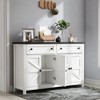 Angel Sar 55'' Farmhouse Buffet Cabinet with Drawers and Barn Door Design, Sideboard for Dining Room and Kitchen, White - 4 of 4