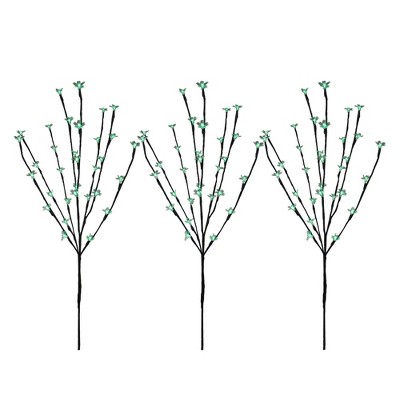 Northlight Set of 3 Pre-Lit Cherry Blossom Artificial Tree Branches 2.5' - Green LED Lights