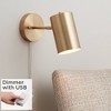 360 Lighting Modern Wall Lamp with USB Port Polished Brass Plug-In 5" Light Fixture Cylinder Metal Shade for Bedroom House Reading Home - 2 of 4