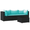 vidaXL 4 Piece Patio Lounge Set with Cushions Black Poly Rattan - 2 of 4