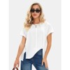 EXLURA Womens Summer Oversized Tops Short Sleeve Crewneck Waffle Shirts Casual Blouses - 4 of 4