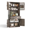 Buenhomino Kitchen Pantry Storage Cabinet with Barn Doors, Drawer and Power Outlet, Tall Farmhouse Coffee Bar w/Hutch for Home Dining Living Room - 3 of 4