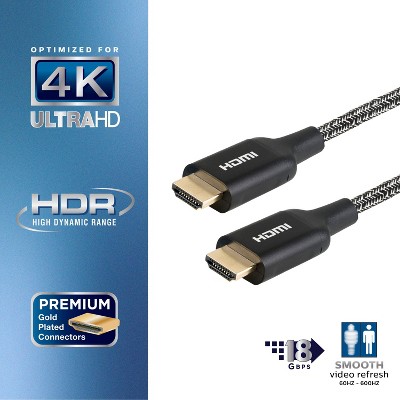 4 ft Black Braided High-Speed HDMI Cable with Gold-Plated Connectors
