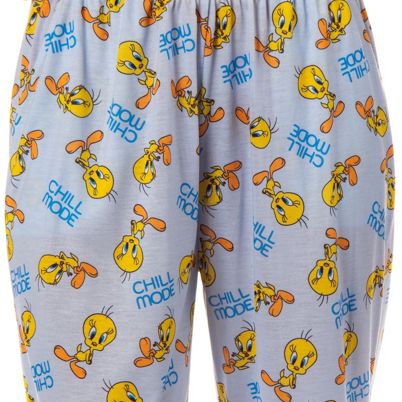 Looney Tunes Women's This Is How I Chill Tossed Tweety Bird Sleep Pajama Set Yellow, 4 of 6