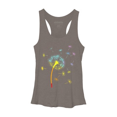 Design By CreativeHT Humans Rainbow Colorful Dandelion Flower Pride By CreativeHT Racerback Tank Top