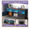 Farmhouse TV Stand for 65 Inch TVs, LED Entertainment Center with Cabinets, Power Outlet , Media Console for Living Room,Dark Rustic Oak - 4 of 4