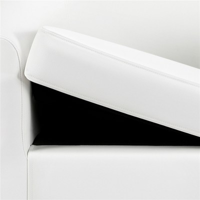 White Faux Leather Barrel Accent Chair with Manufactured Wood Frame