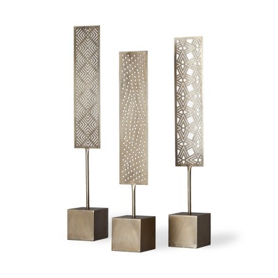 HomeRoots Set of Three Gold Metal Modern Abstract Tabletop Sculpture