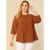 Agnes Orinda Women's Plus Size Stylish Tie Neck 3/4 Ruffle Sleeves Work Office Blouses - 2 of 4