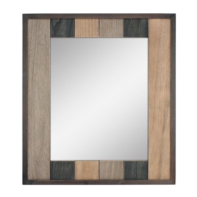 26.6" x 24" Rectangle Natural Wood Plank Mirror Brown - Stonebriar Collection