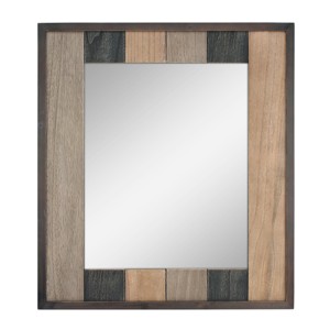 26.6" x 24" Rectangle Natural Wood Plank Mirror Brown - Stonebriar Collection: Stylish Rustic Frame, Easy Wall Mount - 1 of 4