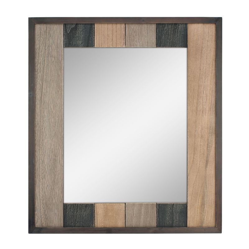 26.6&#34; x 24&#34; Rectangle Natural Wood Plank Mirror Brown - Stonebriar Collection, 1 of 8