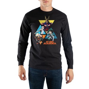 Mens Black My Hero Academia Anime Long Sleeve Graphic Tee Shirt - 1 of 2
