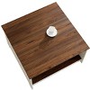 Vynxaria Farmhouse Coffee Table - Rustic Square Cocktail Table with Half Open Storage, Walnut & Ivory, 2-Tier Design for Living & Meeting Rooms - 2 of 4
