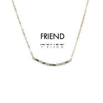 ETHIC GOODS Women's Dainty Stone Morse Code Necklace [FRIEND]