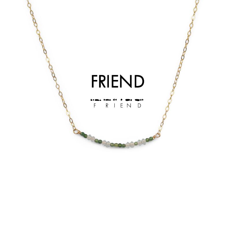 ETHIC GOODS Women's Dainty Stone Morse Code Necklace [FRIEND], 1 of 6